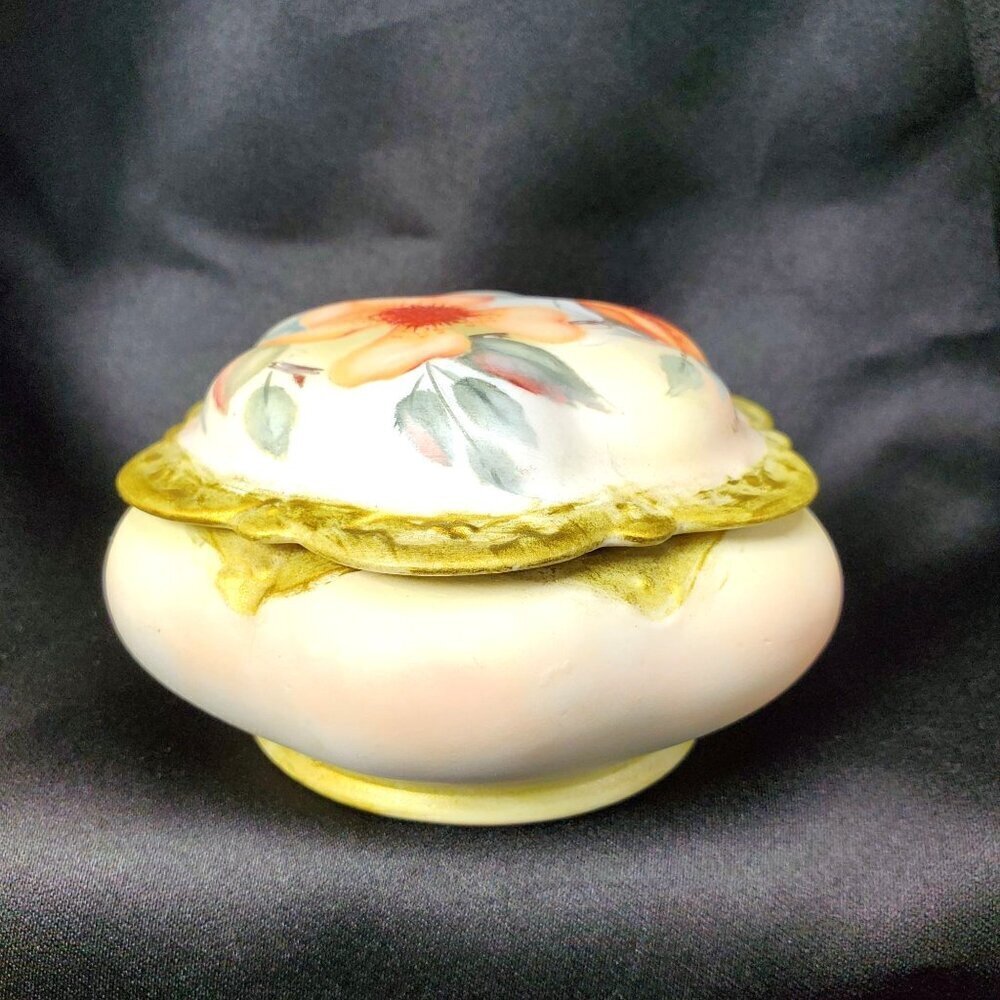 VTG Hand-Painted Cricket Jewelry Box Lidded Porcelain Trinket Box By L. Gibson - Picture 8 of 16
